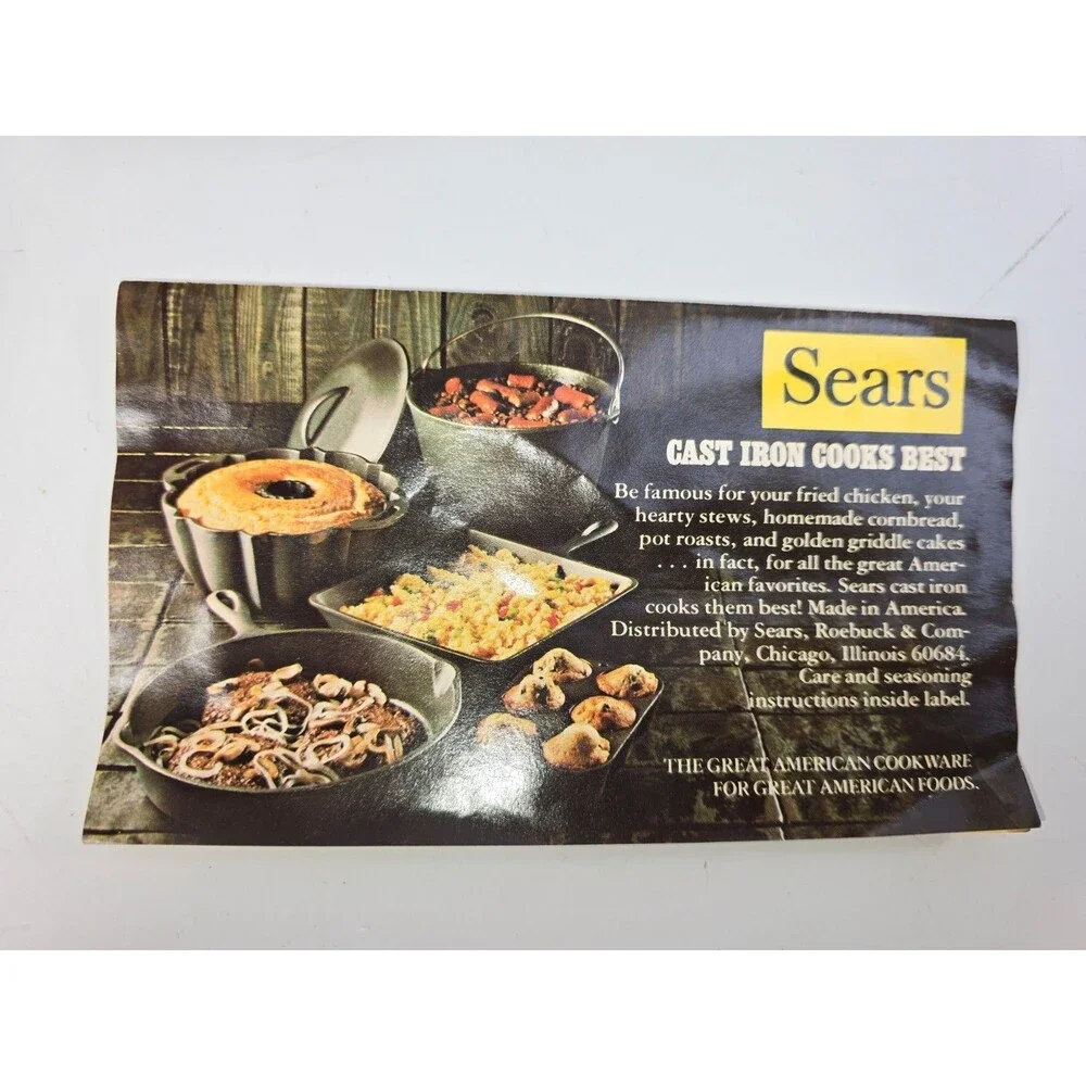 Vintage 1960s Sears #8 Cast Iron Dutch Oven Lodge Smooth Bottom Original Insert